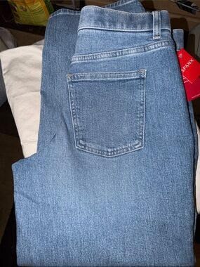 SPANX stretch denim midr Mid-Rise 90s Straight Leg Jeans